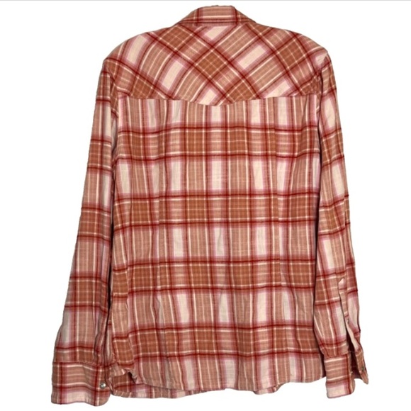 J. Crew Women’s Pink Plaid Flannel Pearl Snap Western Shirt Cowgirl Core Y2K - Picture 2 of 6